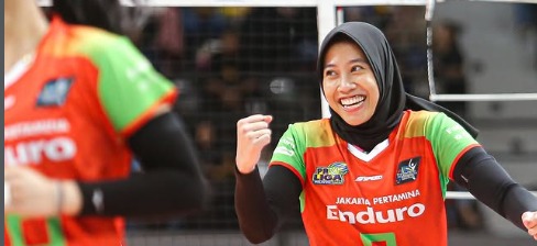 Megawati Hangestri pada saat membela Jakarta Pertamina Enduro. Foto: jpevolley - compleatthought.com