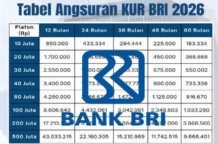 Tabel Pinjaman KUR BRI 2026. Foto: mistar.id - compleatthought.com