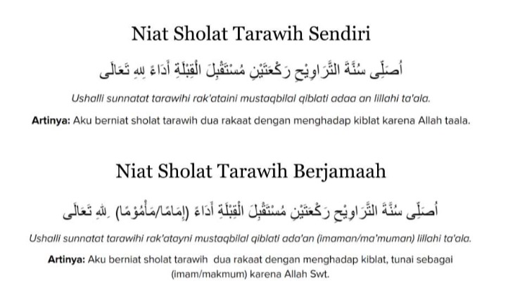 Bacaan Niat Sholat Tarawih. Foto: Tokopedia - compleatthought.com